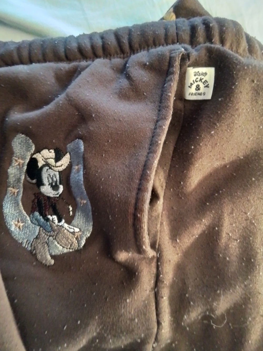 Disney Brown Mickey & Friends Embroidered Kids Jogger Pants
